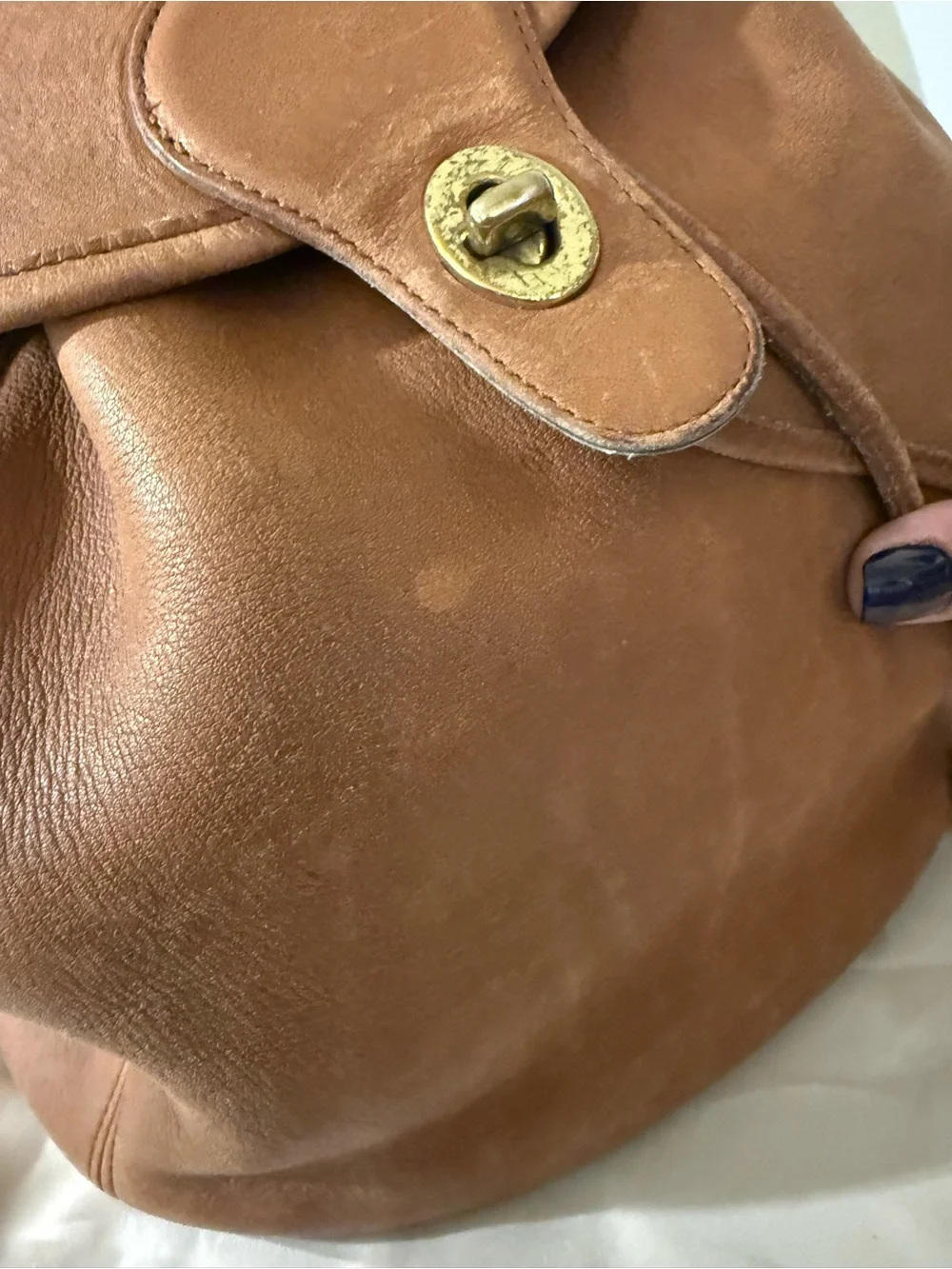 Coach Vintage Classic Backpack style E5C 9943 Tan Leather Drawstring Backpack